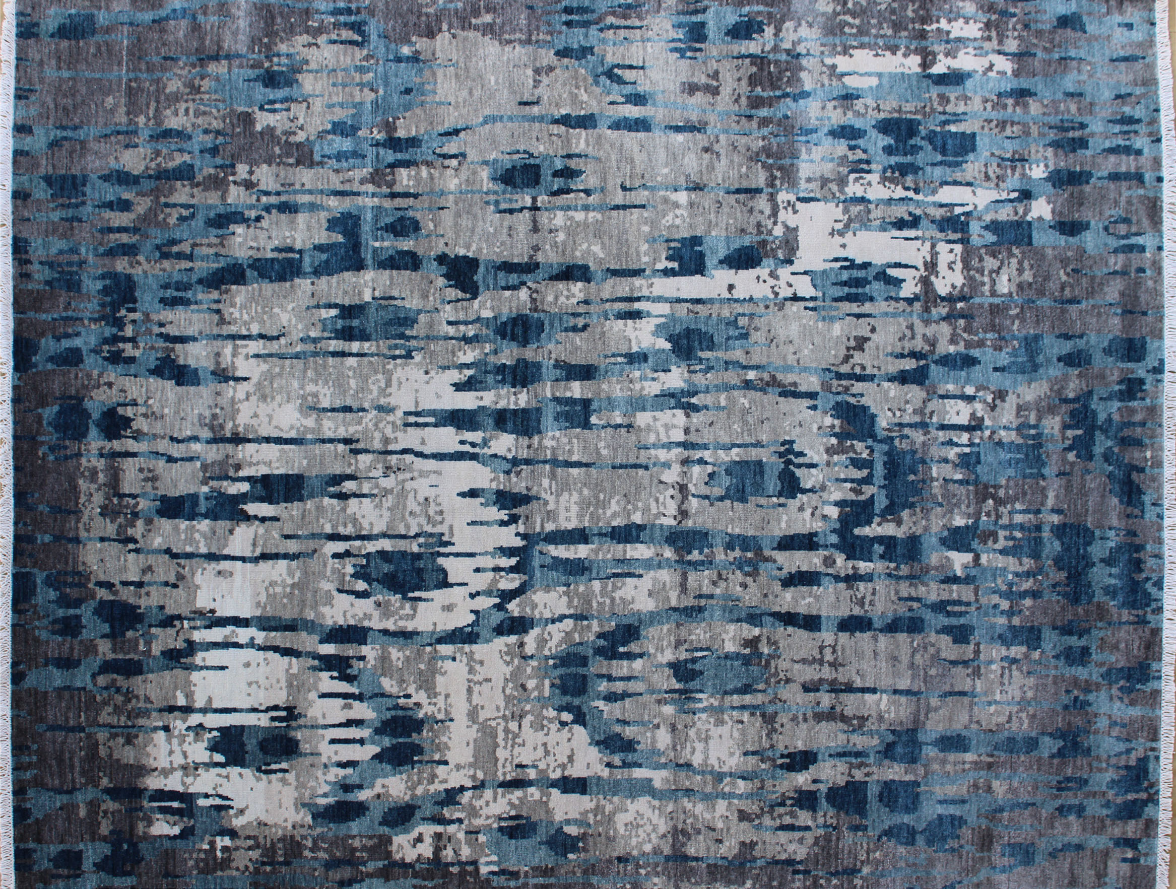 Abstract Watercolor Gray Modern Wool Rug 8ft x 10ft - Handknotted Carpet Manufacturer Mirzapur